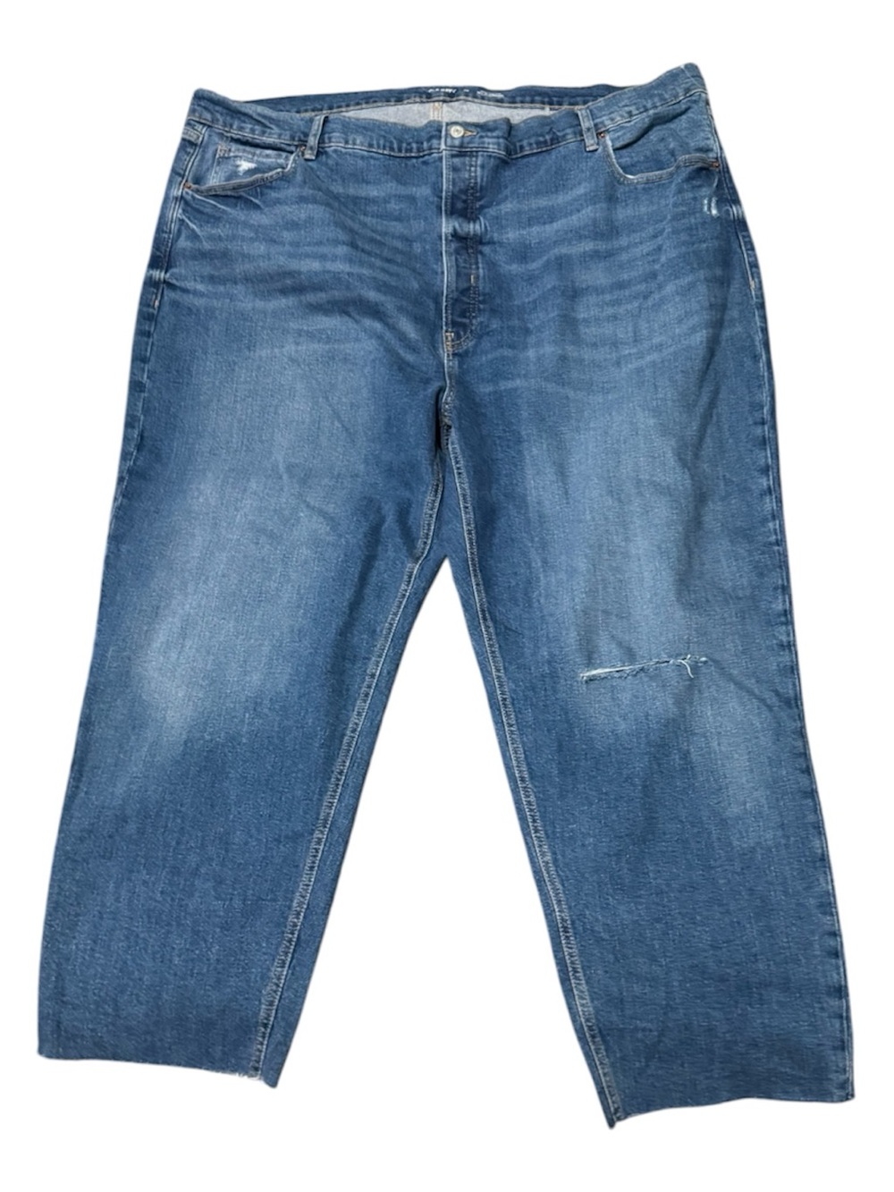 Old Navy Men's Blue Relaxed-Fit Jeans with Light Distressing